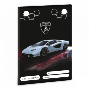 Lamborghini, autós tűzött füzet A/5, 32 lap vonalas 1.osztály (14-32)