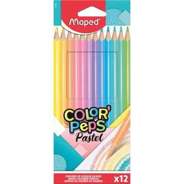 Színes ceruzakészlet, 12 db-os, Maped Color Peps Pastel, háromszög test, pasztell