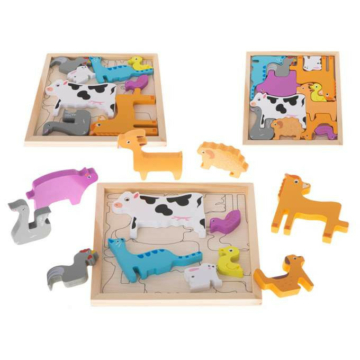Fa puzzle állatos