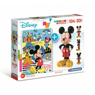 Disney Mickey egér - 104 db-os Puzzle és 3D model 2 az 1-ben - Clementoni
