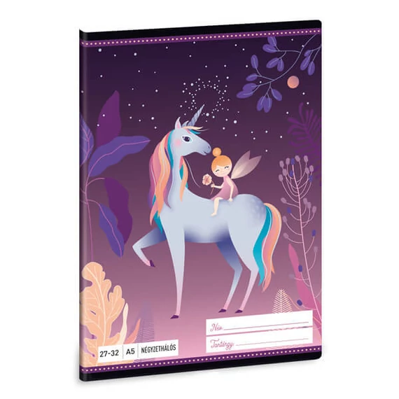 Magic Forest, Unikornis tűzött füzet A/5, 32 lap kockás
