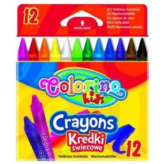 Zsírkréta készlet, 12 db-os, hegyezhető, Colorino