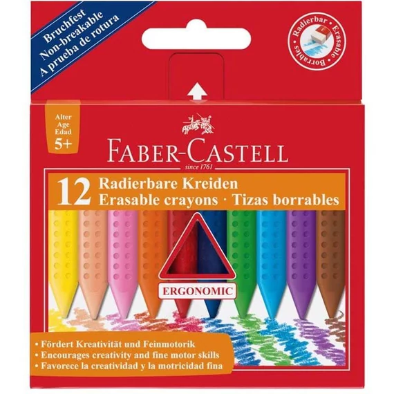 Faber-Castell zsírkréta készlet 12 db-os, Grip, törölhető