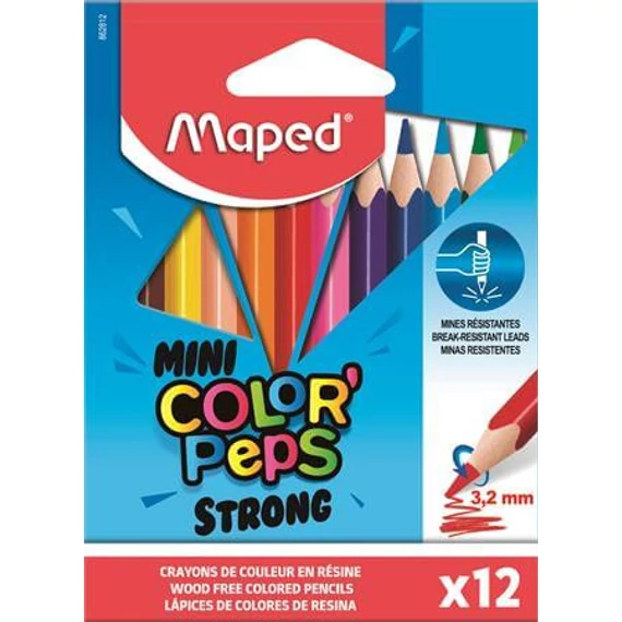 Színes ceruzakészlet 12 db-os, Maped Mini Color Peps Strong, háromszög test