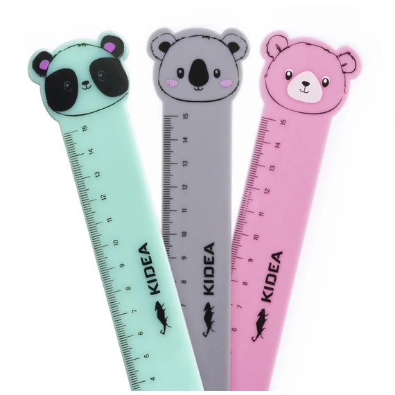 Állatos vonalzó, 15cm, 3 féle változat (koala, panda, maci), Kidea, 1 db