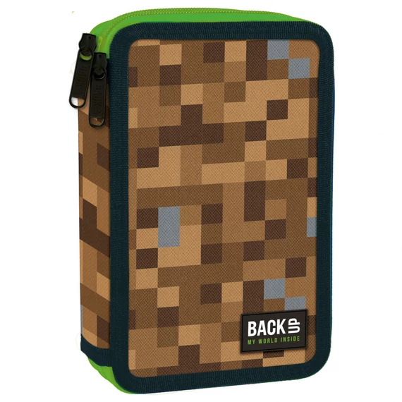 Minecraft mintás tolltartó, 2 emeletes, töltött, BackUp, 2022, DW68