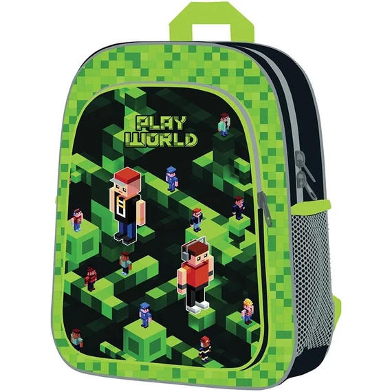 Minecraft mintás hátizsák, 2 rekeszes, 30x24x10cm, playworld, zöld
