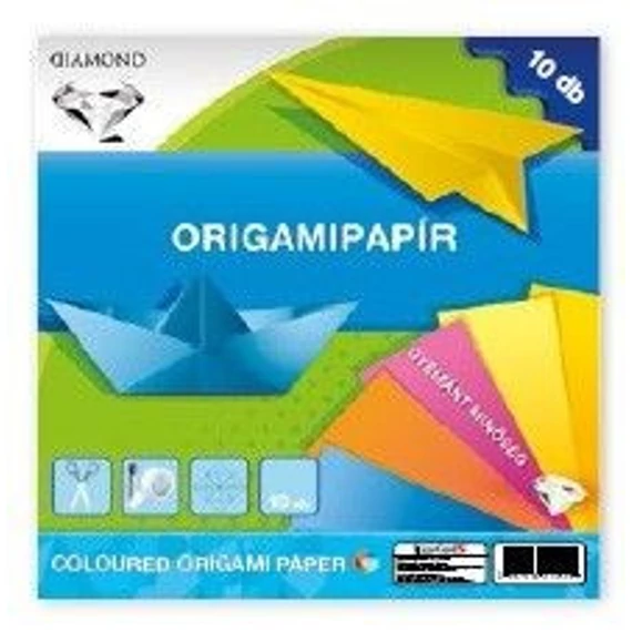 Színes papírok, origami hajtogató lapok 20x20cm, 80g, 10 lap/cs