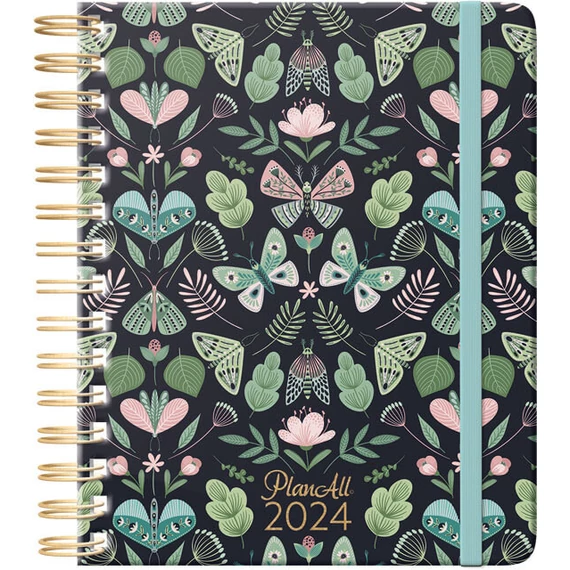 PlanAll Midi heti tervező, B6, heti, spirál, 2024, Secret Garden