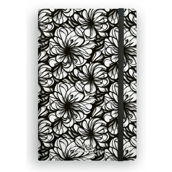 Dolce Blocco Secret Planner, heti tervező, 13x20cm, 2024, Black Swirl