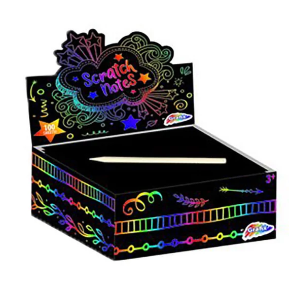 Képkarcoló szett, 100 db 8,7x8,7cm-es lap, 1 karcoló pálca