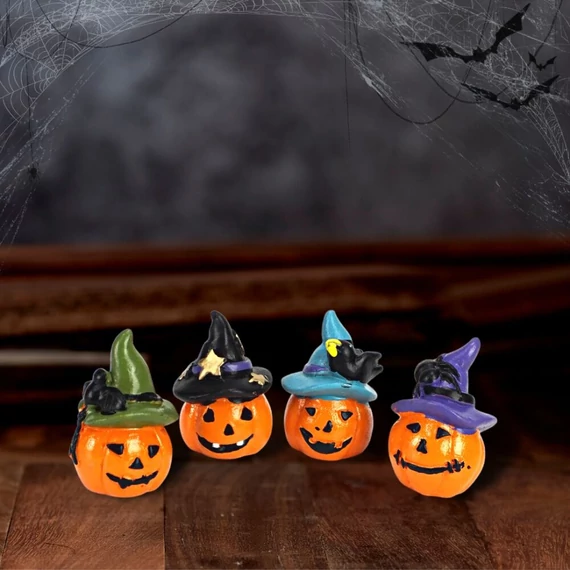 Halloween kalapos tökök 4db/cs