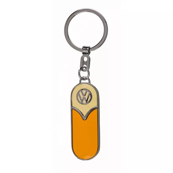 Fém kulcstartó, VW T1 6 cm - krém-narancs