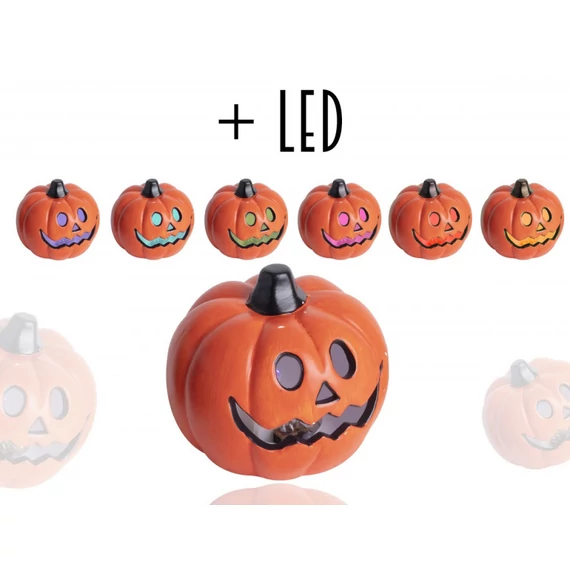Kerámia Halloween tök LED világítással
