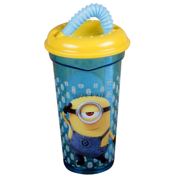 Minions szívószálas pohár műanyag 4 dl